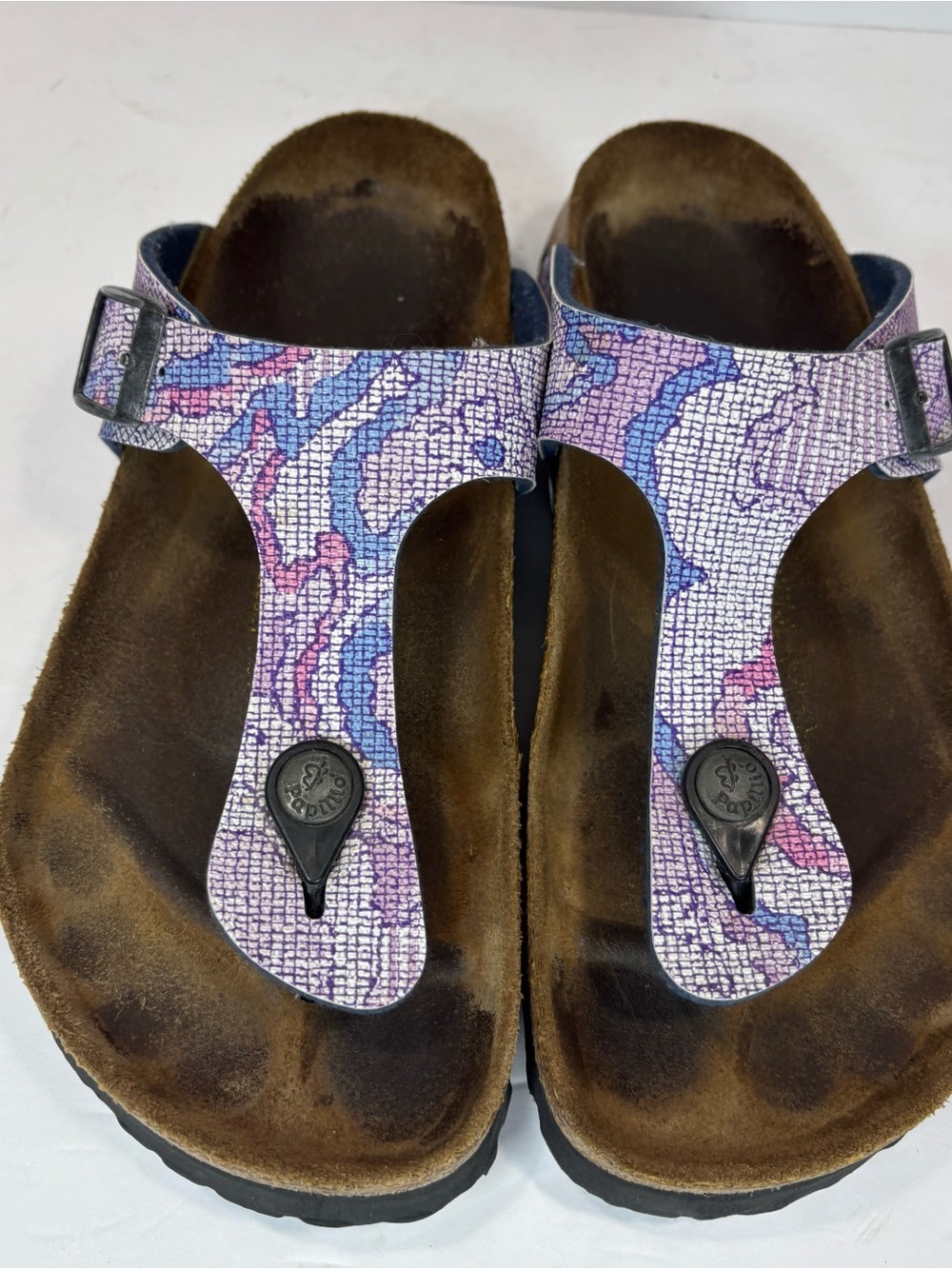 Birkenstock Papillio Gizeh Women's Size 5 Sandals Pink Purple Mosaic Boho Thong - Picture 3 of 8